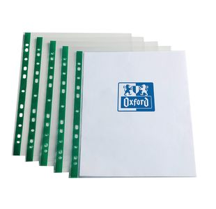 Oxford Punch Pocket Green Spine A4 Clear (100 Pack) 400002137