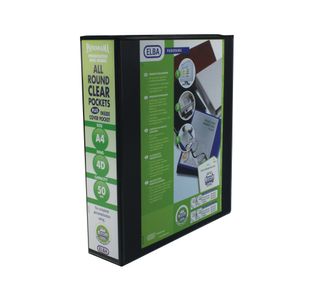 Elba Panorama 50mm 4 D-Ring Presentation Binder A4 Black (Pack of 4) 400008430