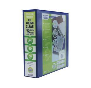 Elba Panorama 50mm 4 D-Ring Presentation Binder A4 Blue (Pack of 4) 400008431