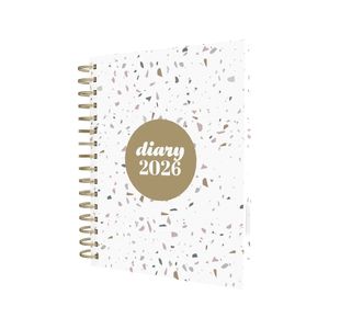 Collins Day To Page Diary Scandi Terrazzo Design White A5 2026 E-PW51.WHTZ-26