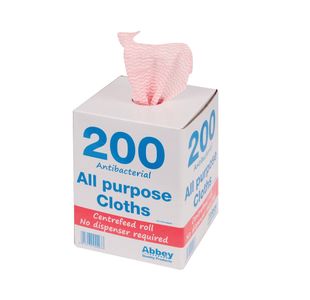 Anti-bacterial Cloths on a Roll 220x370mm Red (Pack of 200) 100247