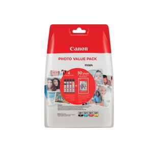 Canon CLI-581 Ink Cartridges CMYK + 4 x 6 in Photo Paper Value Pack 2106C006