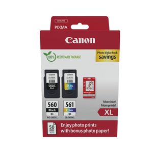 Canon PG-560XL/CL-561XL Ink Cartridges K/CMY + 4 x 6 in Photo Paper Value Pack 3712C008