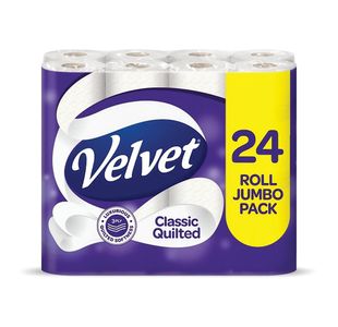 Velvet Classic Quilted Toilet Roll 3-Ply 150 Sheets Per Roll (Pack Of 24) 1102049