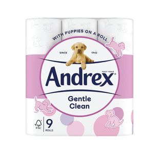 Andrex 2-Ply Toilet Roll Puppies On A Roll White (Pack of 9) 1102053
