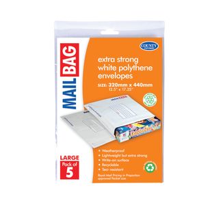 County Stationery Polythene Env x5 Large White Pack of 10 C262 C262