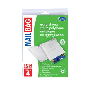 County Stationery Polythene Envelopes x4 XL White Pack of 10 C264 C264