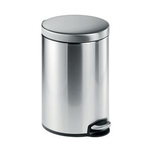 Durable Stainless Steel Pedal Bin Round 12 Litre Silver 340123