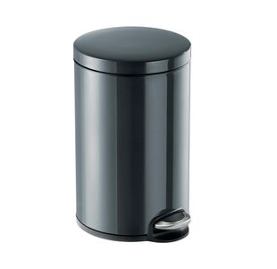 Durable Powder Coated Metal Pedal Bin Round 12 Litre Charcoal 341158