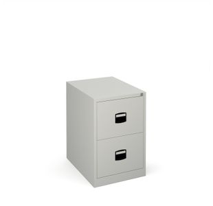Steel 2 drawer contract filing cabinet 711mm high - goose grey