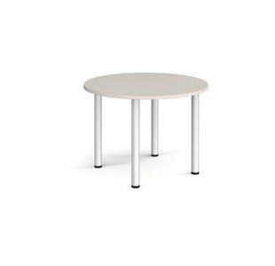 Circular chrome radial leg meeting table 1000mm - Light Grey
