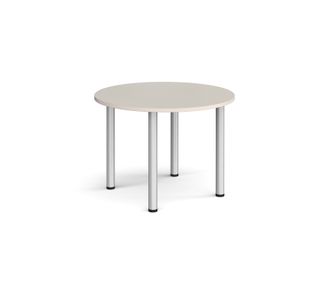Circular silver radial leg meeting table 1000mm - Light Grey