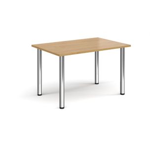 Rectangular chrome radial leg meeting table 1200mm x 800mm - oak