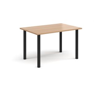Rectangular black radial leg meeting table 1200mm x 800mm - beech