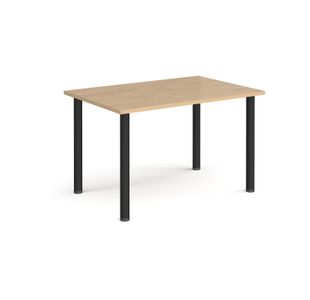 Rectangular black radial leg meeting table 1200mm x 800mm - Kendal oak
