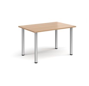 Rectangular silver radial leg meeting table 1200mm x 800mm - beech