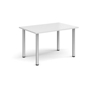 Rectangular silver radial leg meeting table 1200mm x 800mm - white