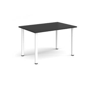 Rectangular white radial leg meeting table 1200mm x 800mm - Black
