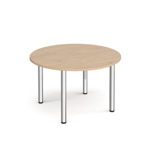 Circular chrome radial leg meeting table 1200mm x 800mm - Kendal Oak