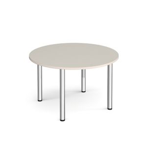 Circular chrome radial leg meeting table 1200mm x 800mm - Light Grey