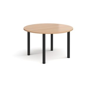 Circular black radial leg meeting table 1200mm - beech