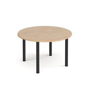 Circular black radial leg meeting table 1200mm - Kendal Oak