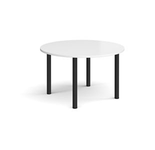 Circular black radial leg meeting table 1200mm - white