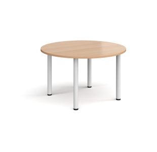 Circular white radial leg meeting table 1200mm - beech