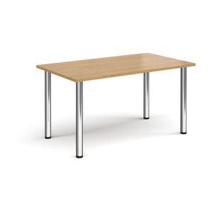 Rectangular chrome radial leg meeting table 1400mm x 800mm - oak