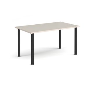 Rectangular black radial leg meeting table 1400mm x 800mm - Light Grey