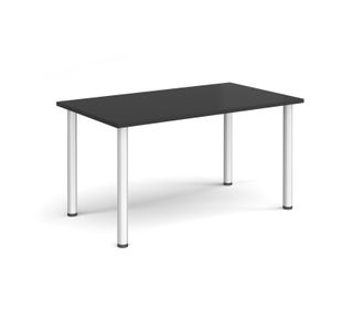 Rectangular silver radial leg meeting table 1400mm x 800mm - Black