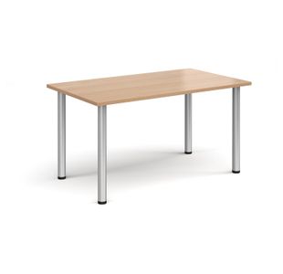 Rectangular silver radial leg meeting table 1400mm x 800mm - beech