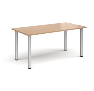 Rectangular silver radial leg meeting table 1600mm x 800mm - beech