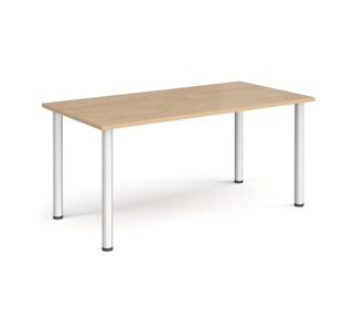 Rectangular silver radial leg meeting table 1600mm x 800mm - Kendal oak