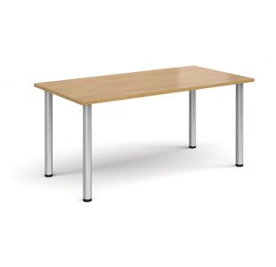 Rectangular silver radial leg meeting table 1600mm x 800mm - oak