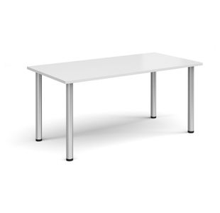 Rectangular silver radial leg meeting table 1600mm x 800mm - white