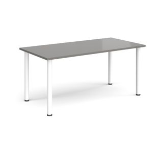 Rectangular white radial leg meeting table 1600mm x 800mm - onyx grey