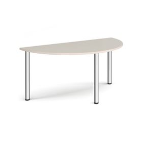 Semi circular chrome radial leg meeting table 1600mm x 800mm - Light Grey