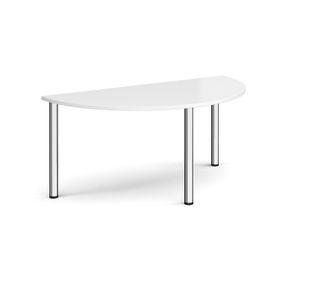 Semi circular chrome radial leg meeting table 1600mm x 800mm - white