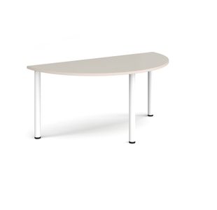 Semi circular white radial leg meeting table 1600mm x 800mm - Light Grey