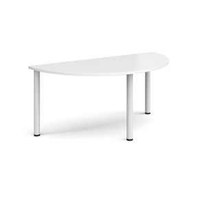 Semi circular white radial leg meeting table 1600mm x 800mm - white