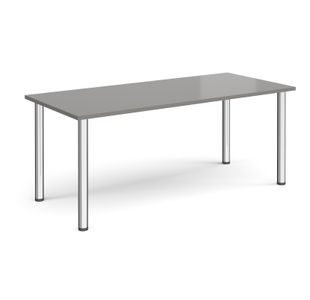 Rectangular chrome radial leg meeting table 1800mm x 800mm - onyx grey