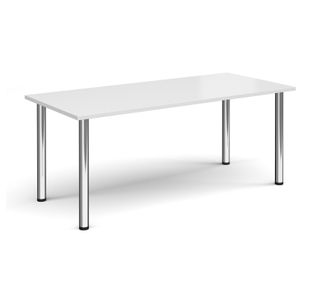Rectangular chrome radial leg meeting table 1800mm x 800mm - white