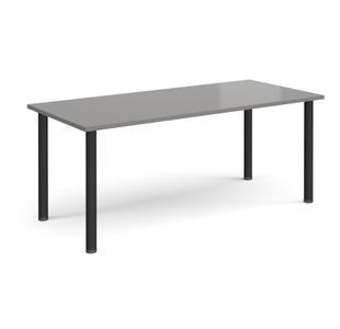 Rectangular black radial leg meeting table 1800mm x 800mm - onyx grey