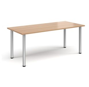 Rectangular silver radial leg meeting table 1800mm x 800mm - beech