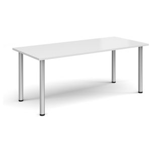Rectangular silver radial leg meeting table 1800mm x 800mm - white