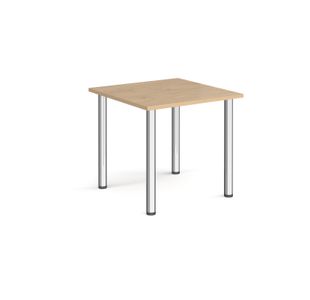 Square chrome radial leg meeting table 800mm x 800mm - Kendal oak