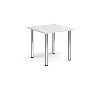 Square chrome radial leg meeting table 800mm x 800mm - white