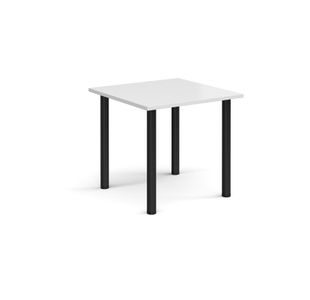 Rectangular black radial leg meeting table 800mm x 800mm - white
