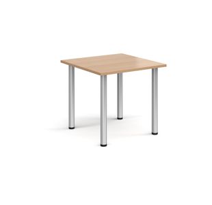 Rectangular silver radial leg meeting table 800mm x 800mm - beech